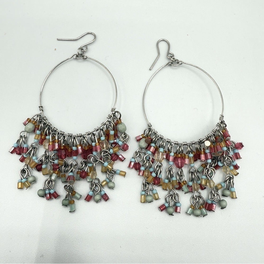Colorful Beaded Hoop Earrings